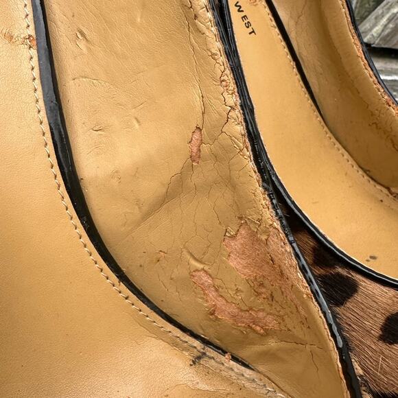 NINE WEST brown and tan leather leopard print pumps heels #animalprint - Picture 11 of 12